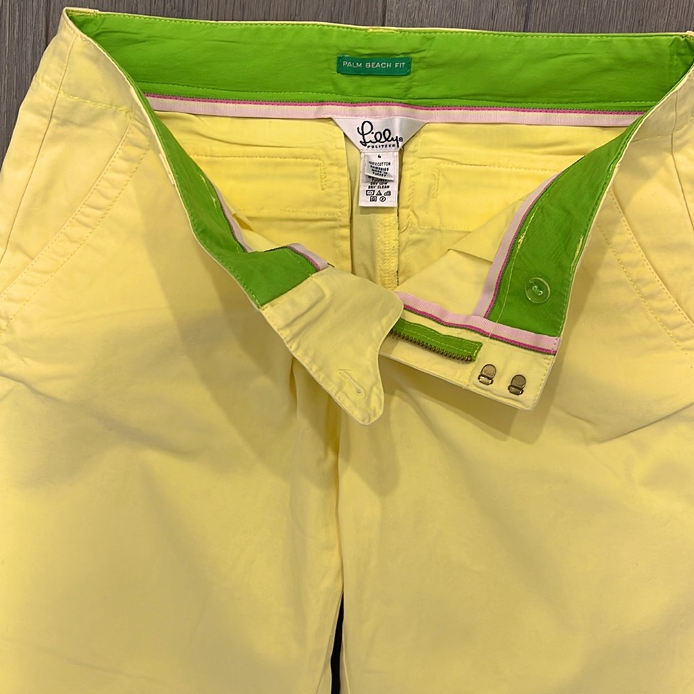 Lilly Pulitzer Bright 🍋 Yellow Palm Beach Fit Pedal Pusher Capris-Size 4 - Picture 4 of 7
